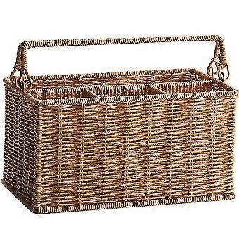 Imitation Rattan Storage Basket Portable Tool Baskets Picnic Storage Basket Cosmetic Holders