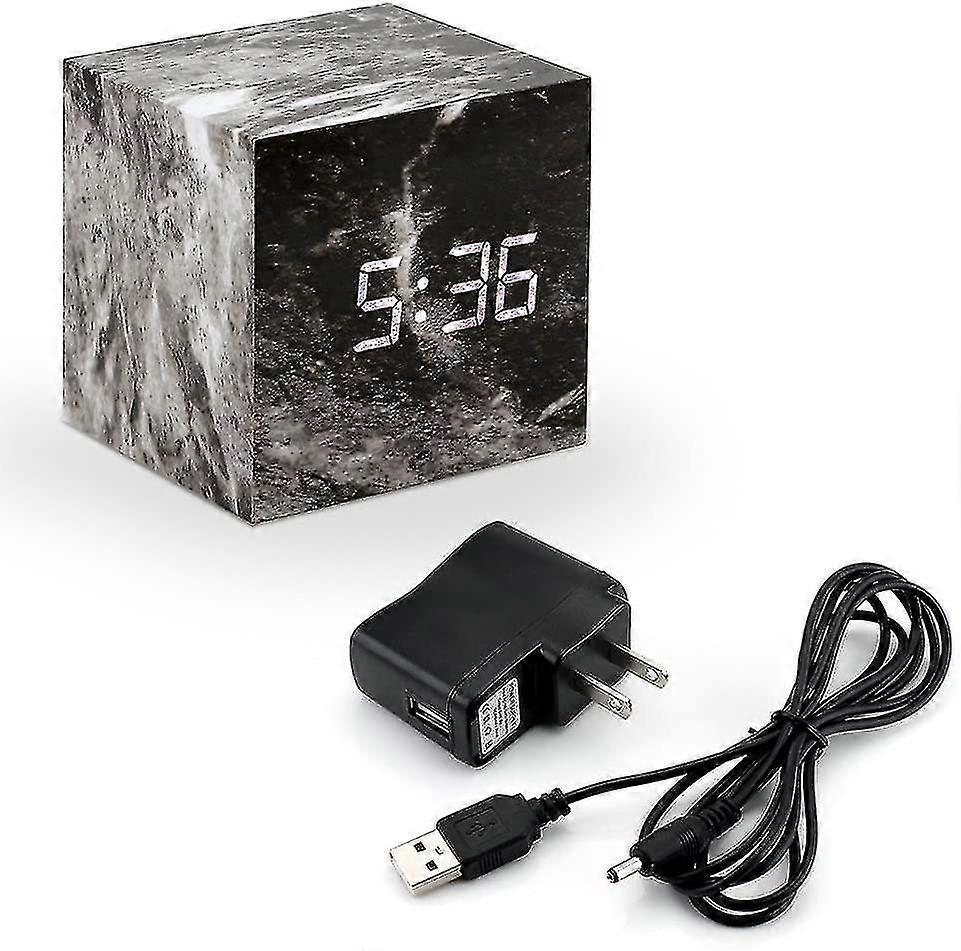 Marble Pattern Alarm Clock, Fashion Multi-function Led Alarm Clock Cub