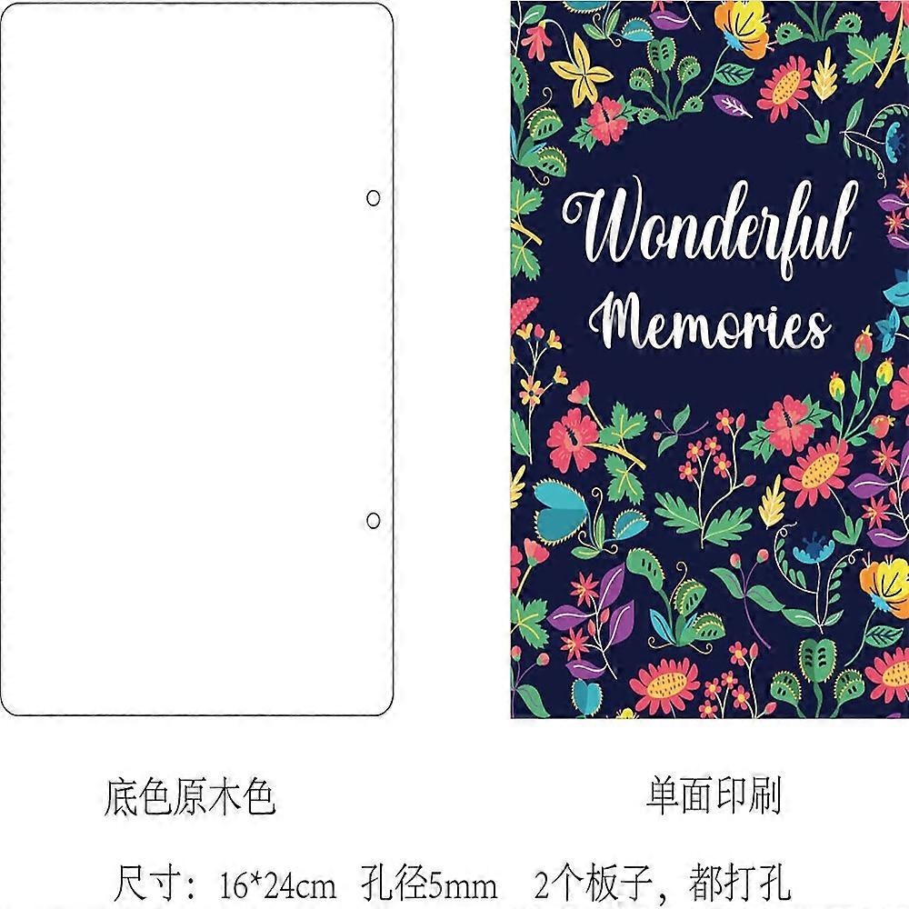 木制2环活页夹明信片Phote专辑封面花240x160x2.5mm 孔径：5mm 2pcs/set