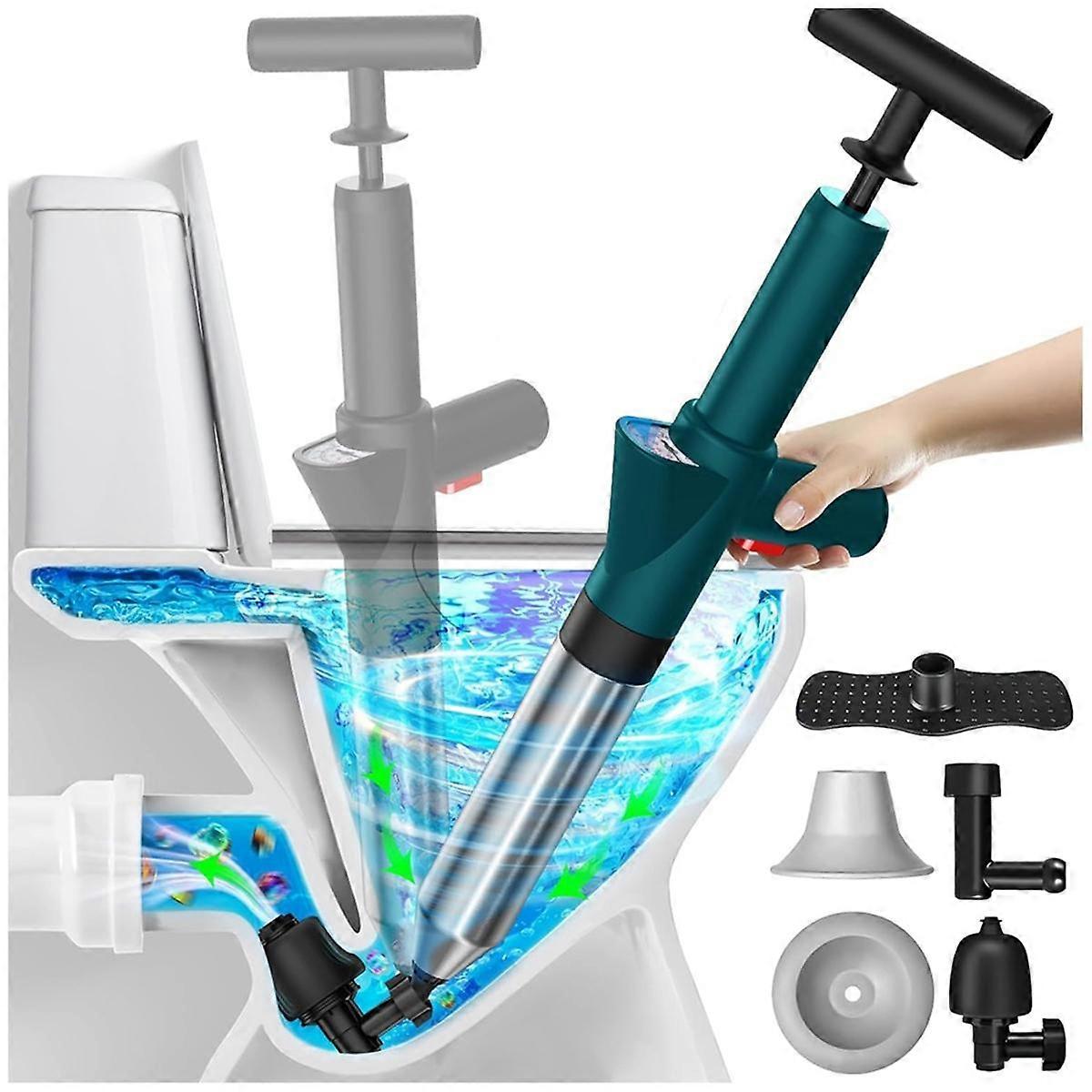 Toilet Plunger, High Pressure Air Drain with Real-Time Barometer, Drain Clog Remover Tool for Bathroom, Sink