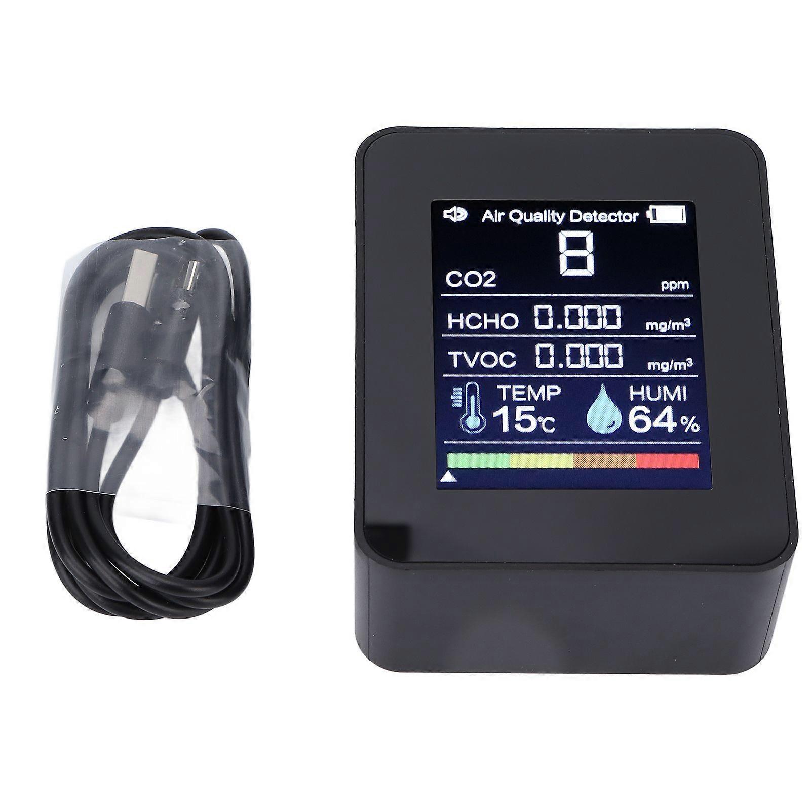 Air Quality Detector 5 in 1 Environmental Assessment Monitor for HCHO TVOC CO2 Temperature Humidity Detection