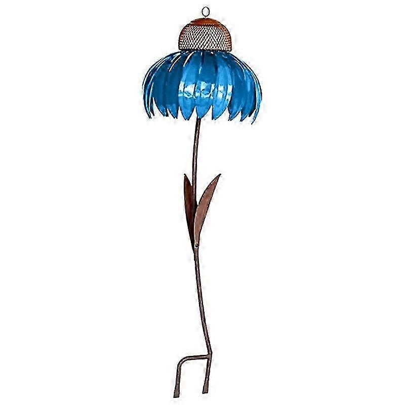 Udendørs fuglefoderautomat, stående fuglefoderautomat, rust- metalfoderautomat med beslag