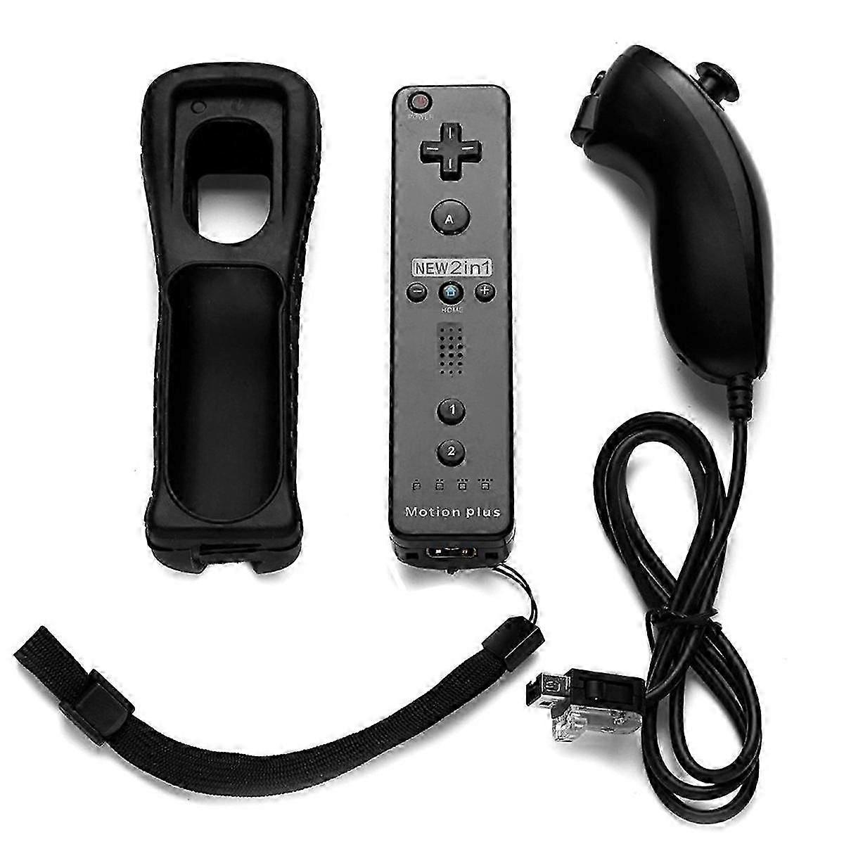 2 In 1 Fernbedienung Nunchuck Controller Fernbedienung Gamepad Für Konsole Joystick Joypad Schwarz