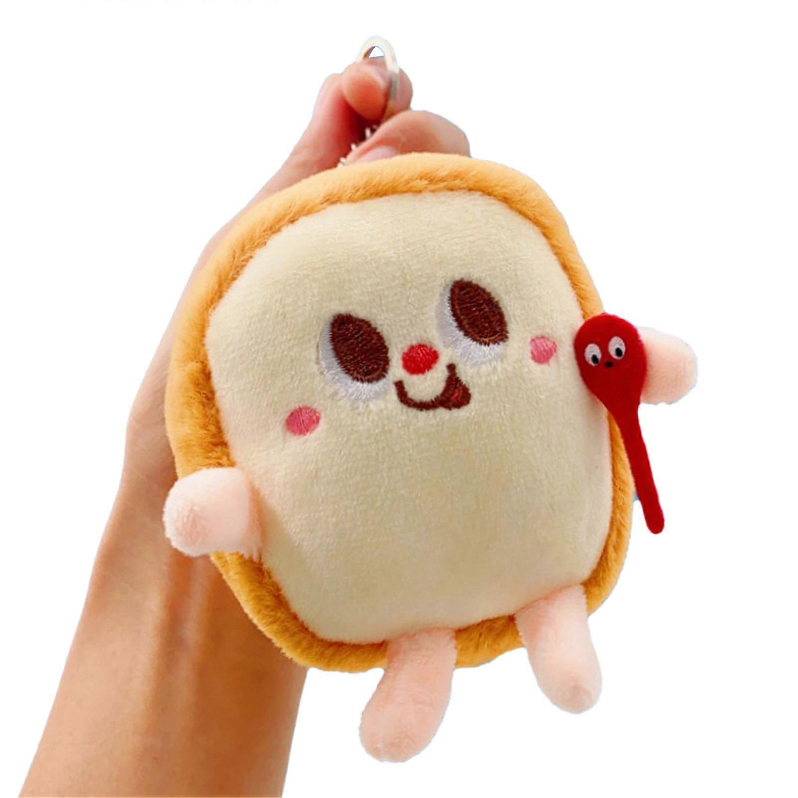 Cute Food Plush Keychain Multifunctional Mini Cartoon Pendant Doll Plush Toy Keychain Toast