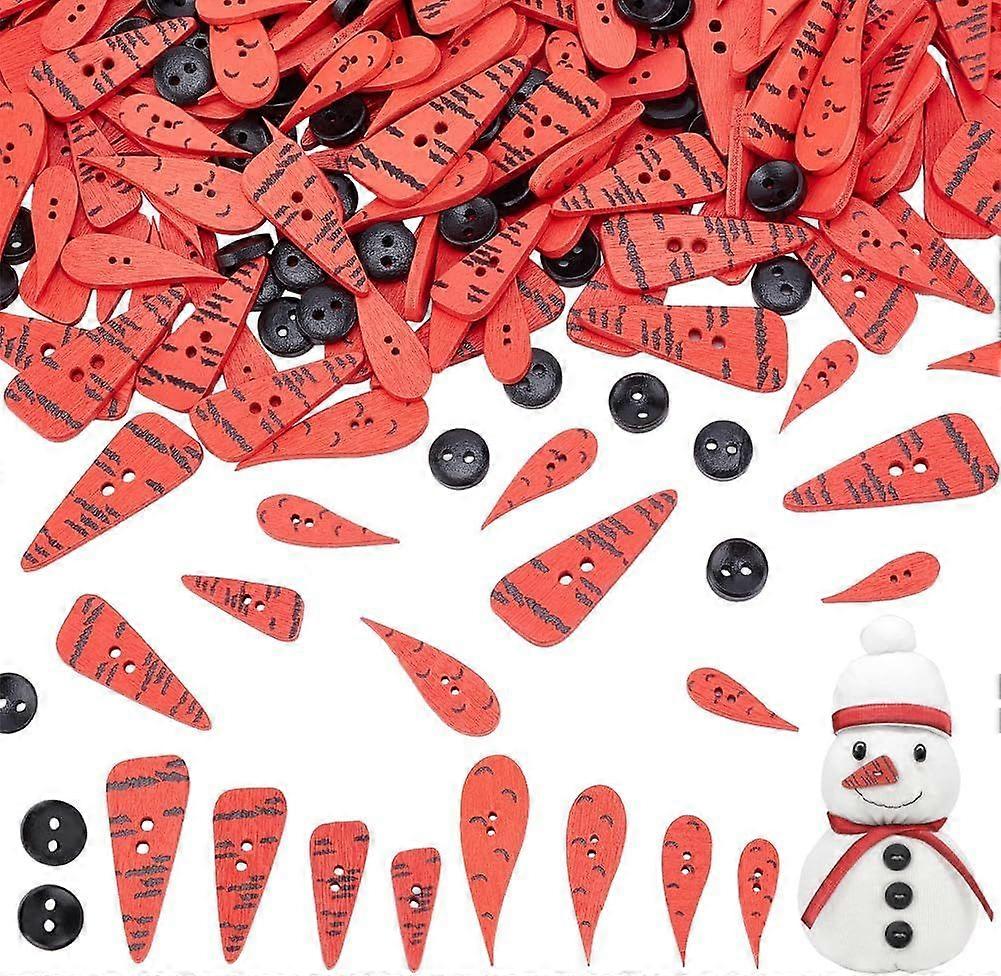 300PCS Wood Carrot Buttons 2 Holes Carrot Nose Buttons Flat Round Buttons Sewing Carrot Nose Buttons for DIY Quilting Hat Clothes Art Craft Projects W