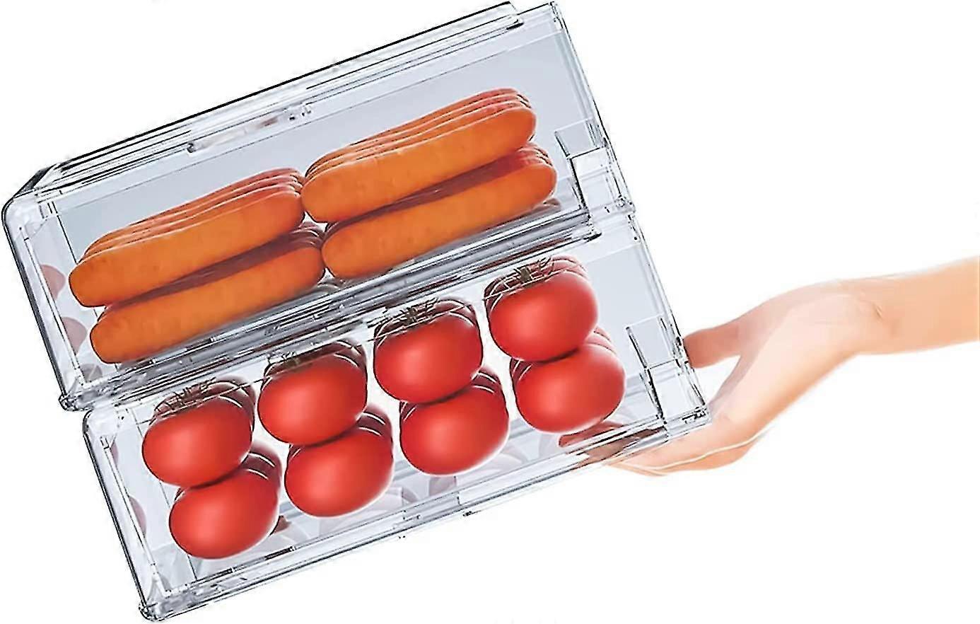 Fridge Organisers, Stackable Refrigerator Storage Box With Handle, Clear Bpa-free,Vegetables And Fruits Organisers(1pcs,clear)