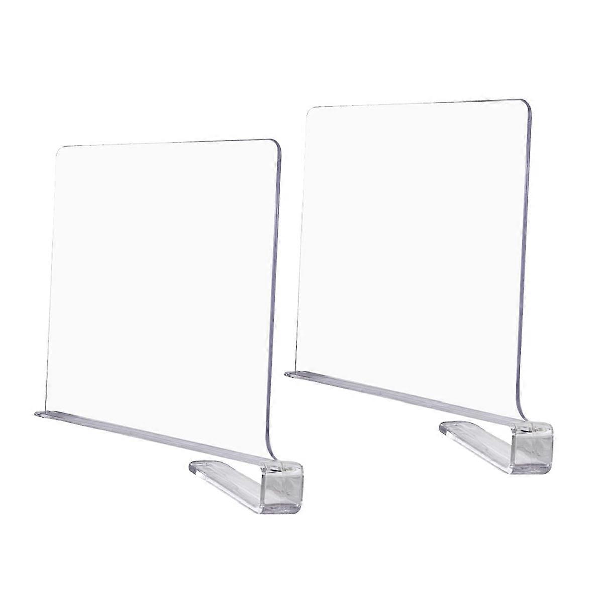Transparent Shelf Dividers for Closet Organization - Wardrobe Organizer, Cupboard and Bookcase Partition Baffles 2 Pcs