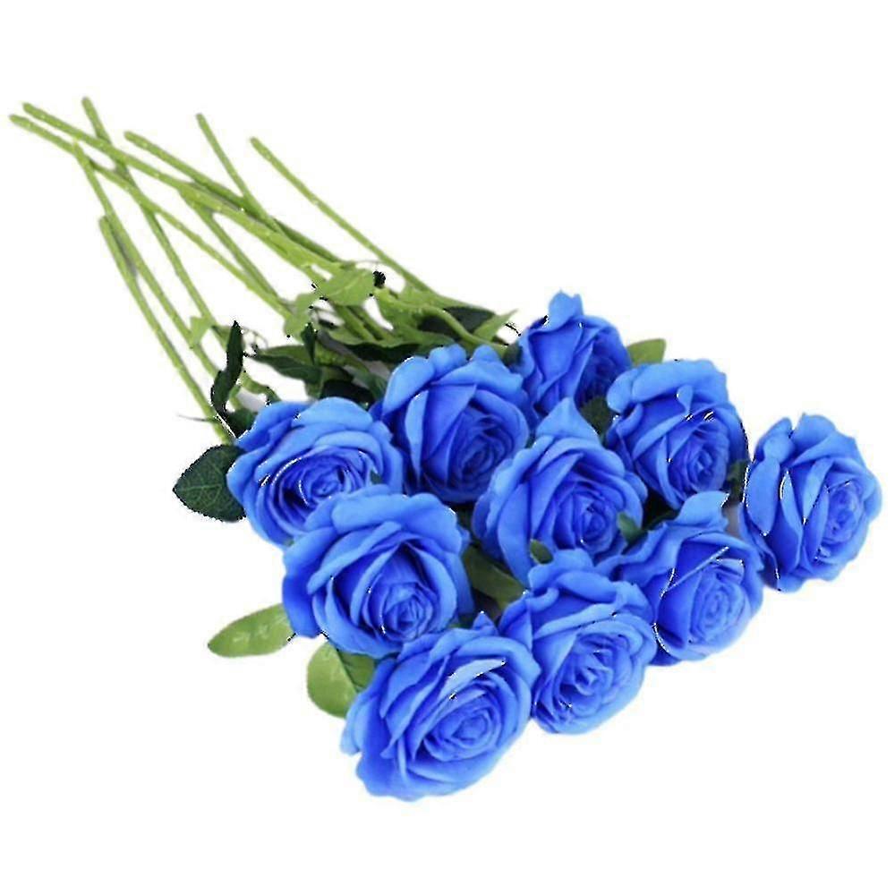 10 PCs人工バラシルクの花偽の咲くバラブライダルブーケツ結婚式