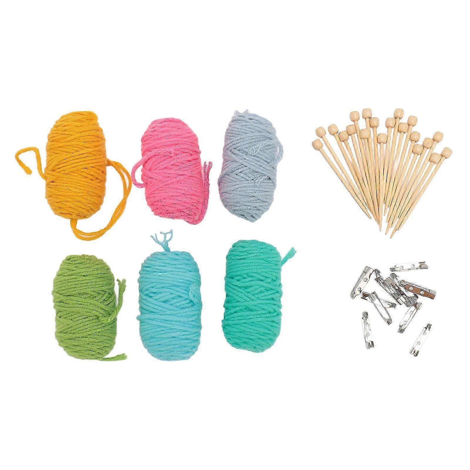 Mini Knitting Tools Set Single Pointed Knitting Needles and 6 Colors Knitting Yarns and Knitting Stitch Holders