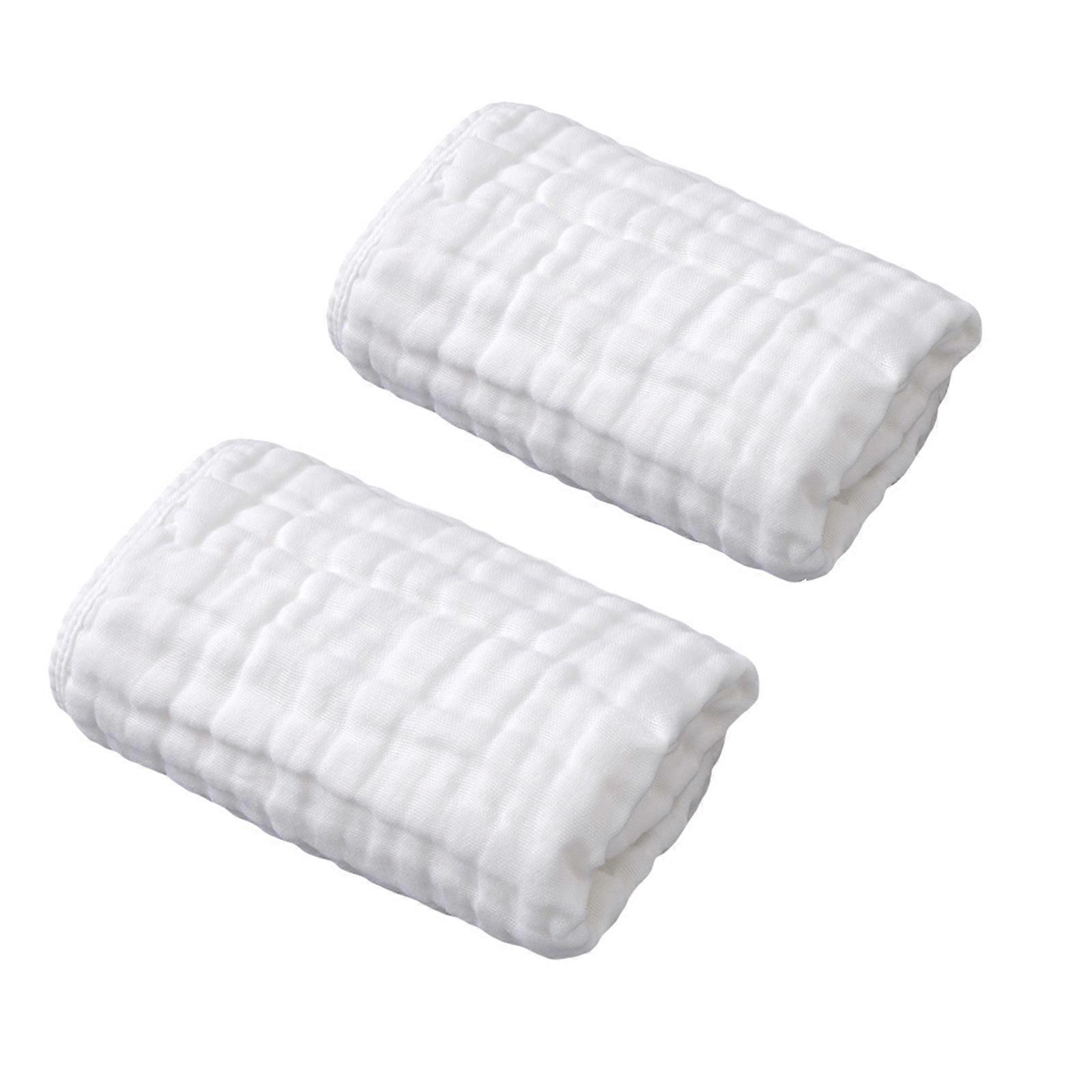2 Pcs Toalha de Rosto de Algodão para Bebê Toalhas de Rosto Macias e Respiráveis 6 Camadas Toalha de Rosto de Bebê Reutilizável para Recém-nascido Branco