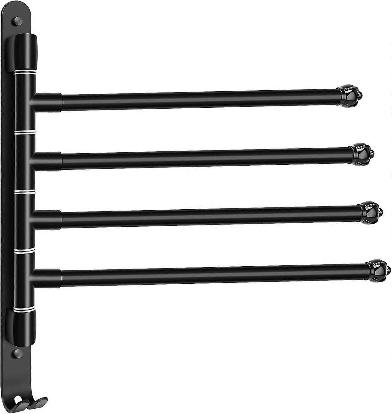 Porte-serviettes pivotant Porte-serviettes mural pivotant avec 4 bras Rotation à 180° Porte-serviettes avec crochets pour cuisine, balcon, salle de bain