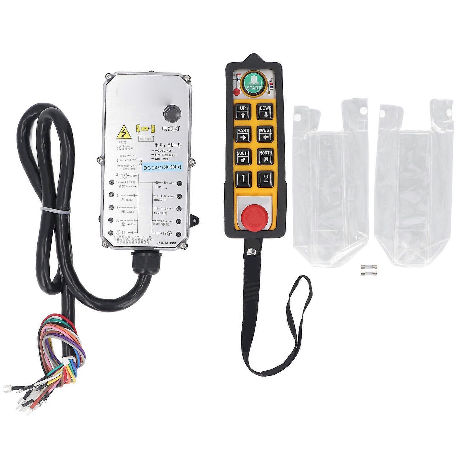 Industrial Crane Remote Control Single Handle Electric Lifting Controller with Emergency Stop 6 Direction Buttons DC24V