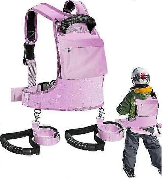 ילדים רתמת סקי - רתמת אימון סקי מתכווננת רצועות בולמות זעזועים, לילדים בגילאי 3-12 מתחילים ספורט בחוץורוד