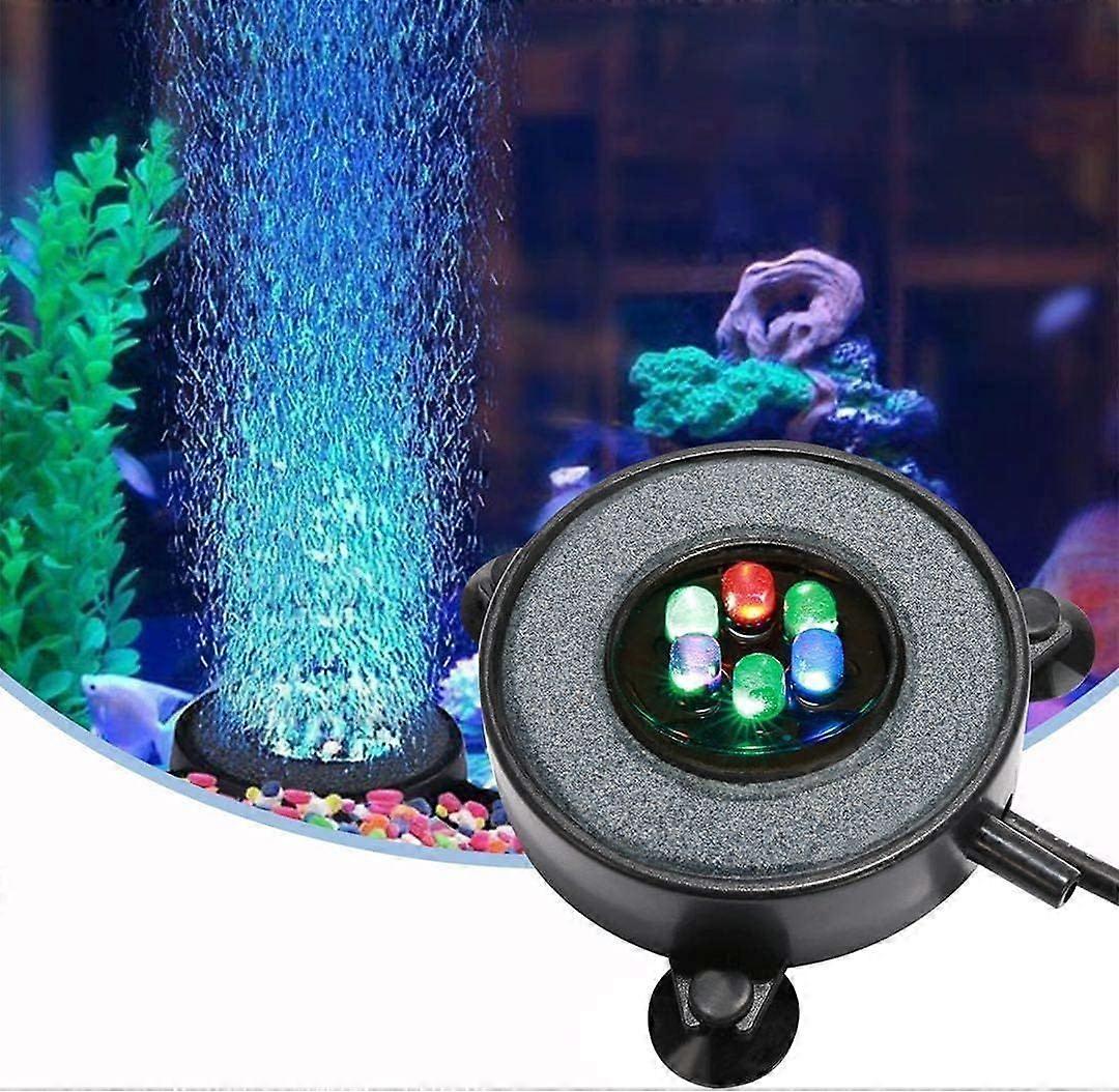 LED Aquarium Fish Tank Air Stone Light,Multi-Colored Bubble Disk compatible Fish