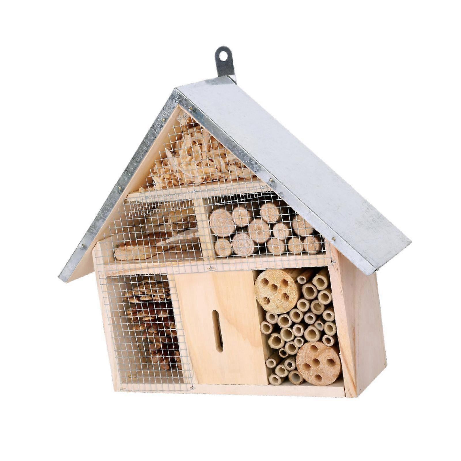 בית דבורים מעץ גידול מלון פרפרים טבעי לחצר אחורית עם גדר חיצונית