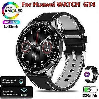 Relógio Gt4 Para Relógio Adulto Gps Tracker 1,43 Polegadas 466 * 466 Hd Tela De Exibição Bluetooth Chamada Smartwatch Novo Cinto De Couro Preto