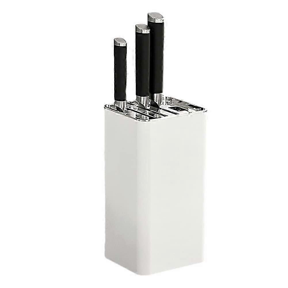 Upgrade Knife Block Detachable Square Knife Holder Only Knife Storage Stand Keep Knives Organized and Clean (Silvery White) 1502