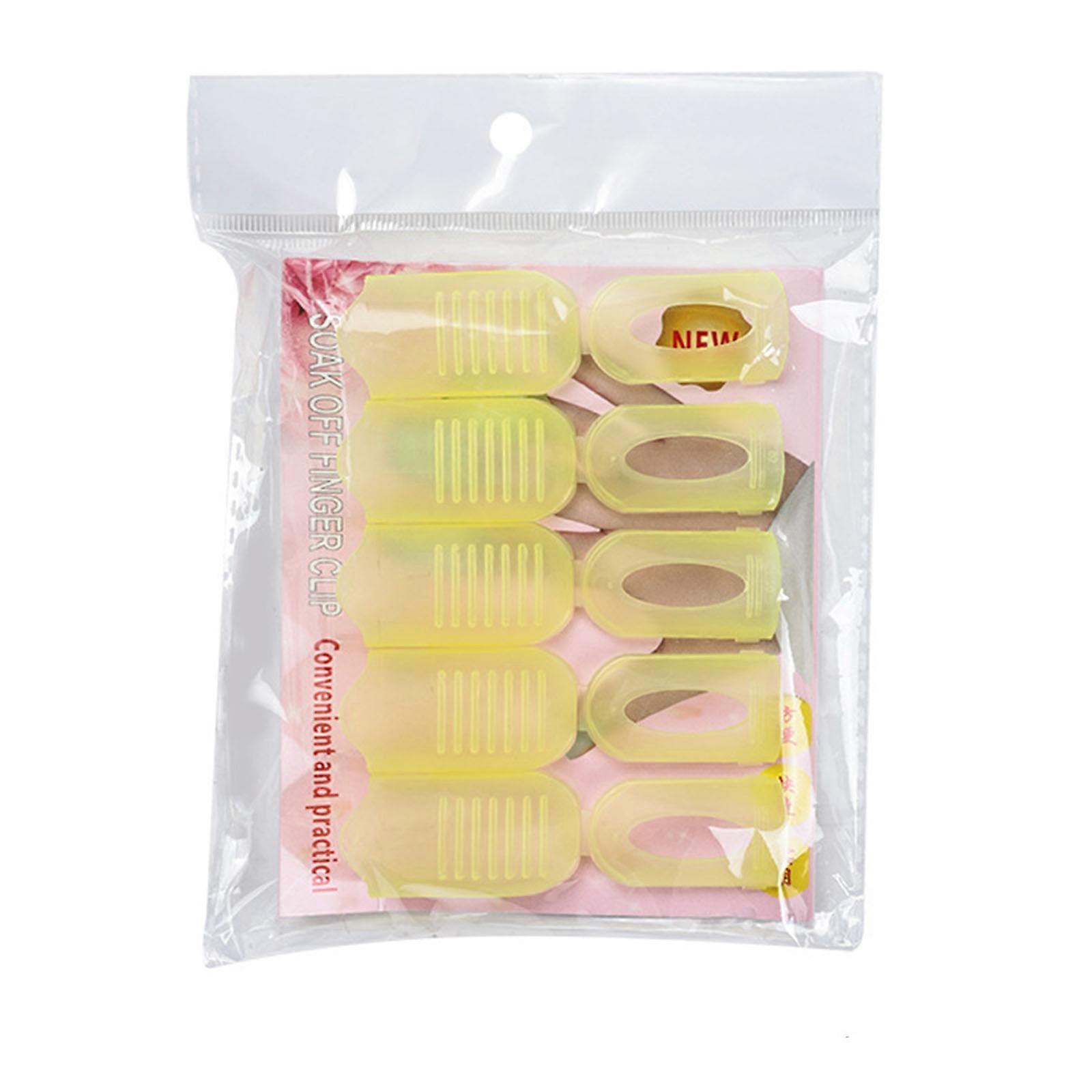 5 Pcs Nail Soaks Offs Clips Pinces à ongles Vernis à ongles Nettoyants Clips Facile à utiliser Fournitures pour salons de manucure jaune translucide