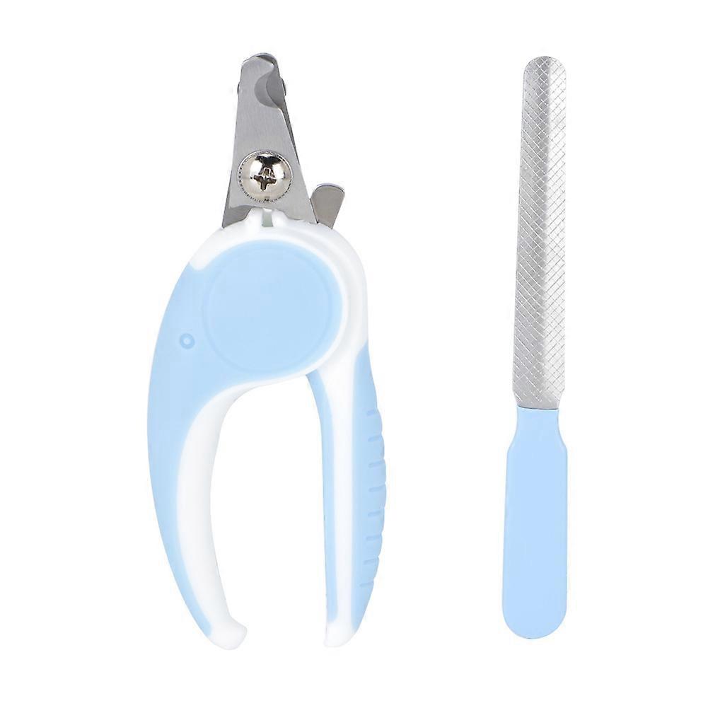 Pet Dog Cat Stainless Steel Professional Nail Clipper File Set Trimmer Grooming Tool(Blue)