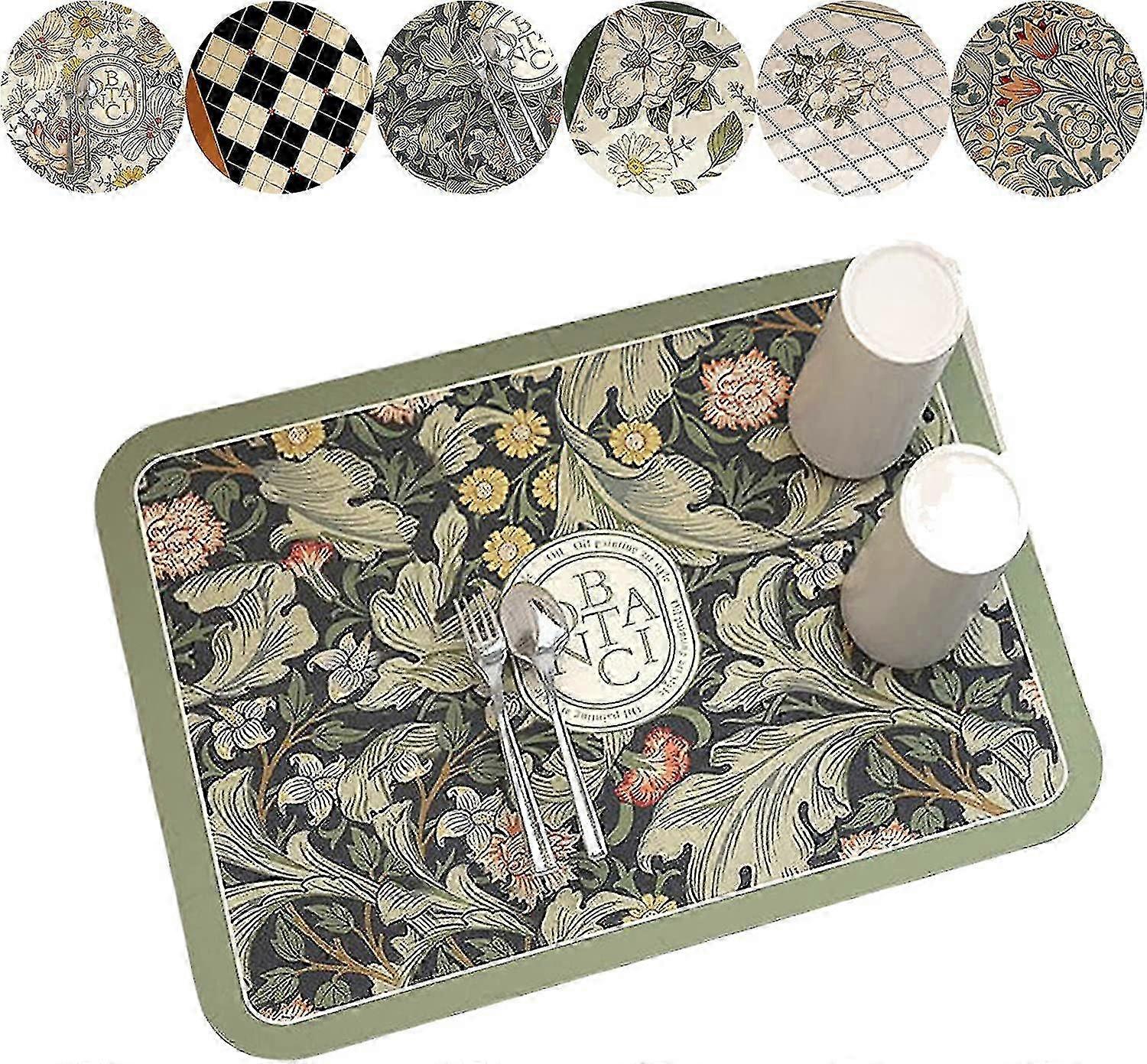 Fantasy Design Microfiber Dish Drying Mat, Super Absorbent Kitchen Drainer