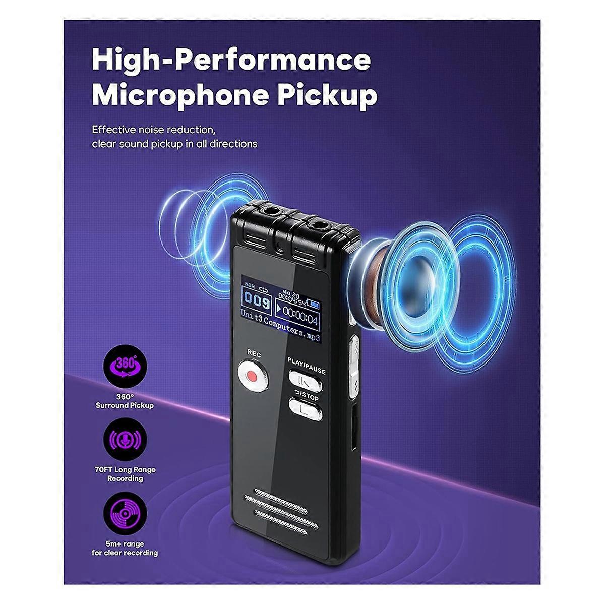 64GB Digital Voice Activated Recorder for Interviews/Meeting/Classes