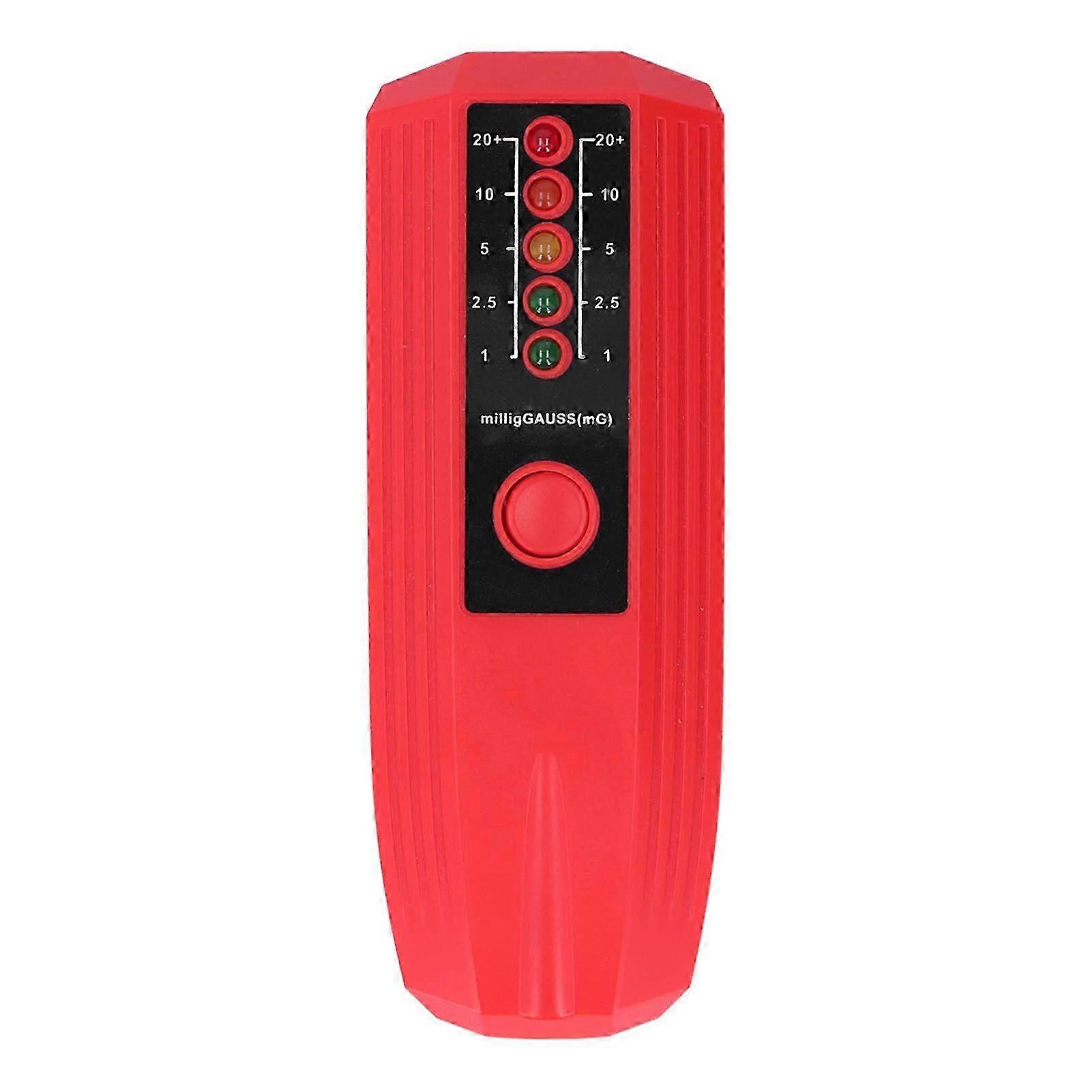 EMF Meter Magnetic Field Detector Electromagnetic Radiation Tester with 5 LED Indicator Red