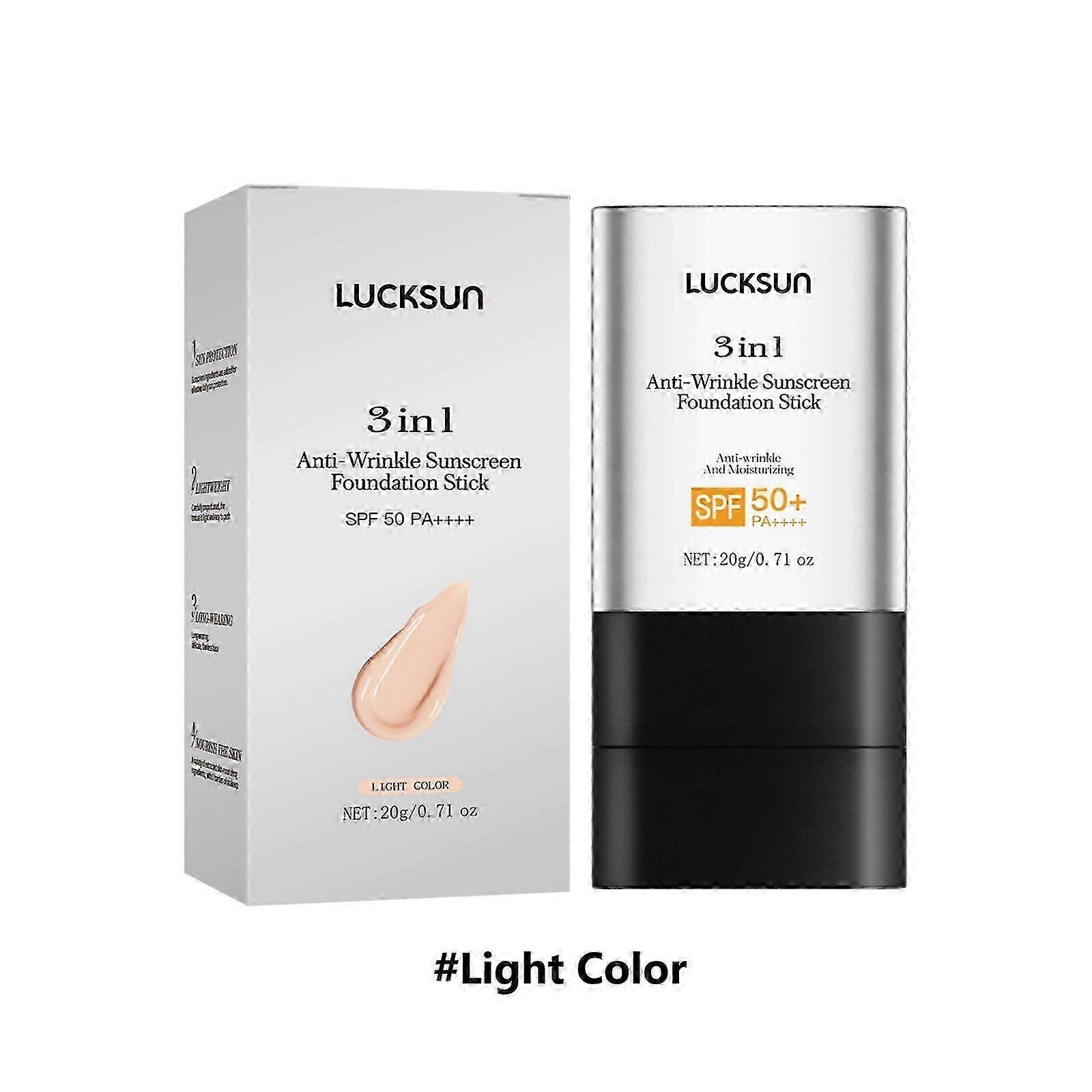3 In 1 Anti-Wrinkle Foundation Stick with SPF 50+ Hydrating Lightweight Flawless Eraser Foundation Stick with Moisturizing Double Head Make-Up Brush