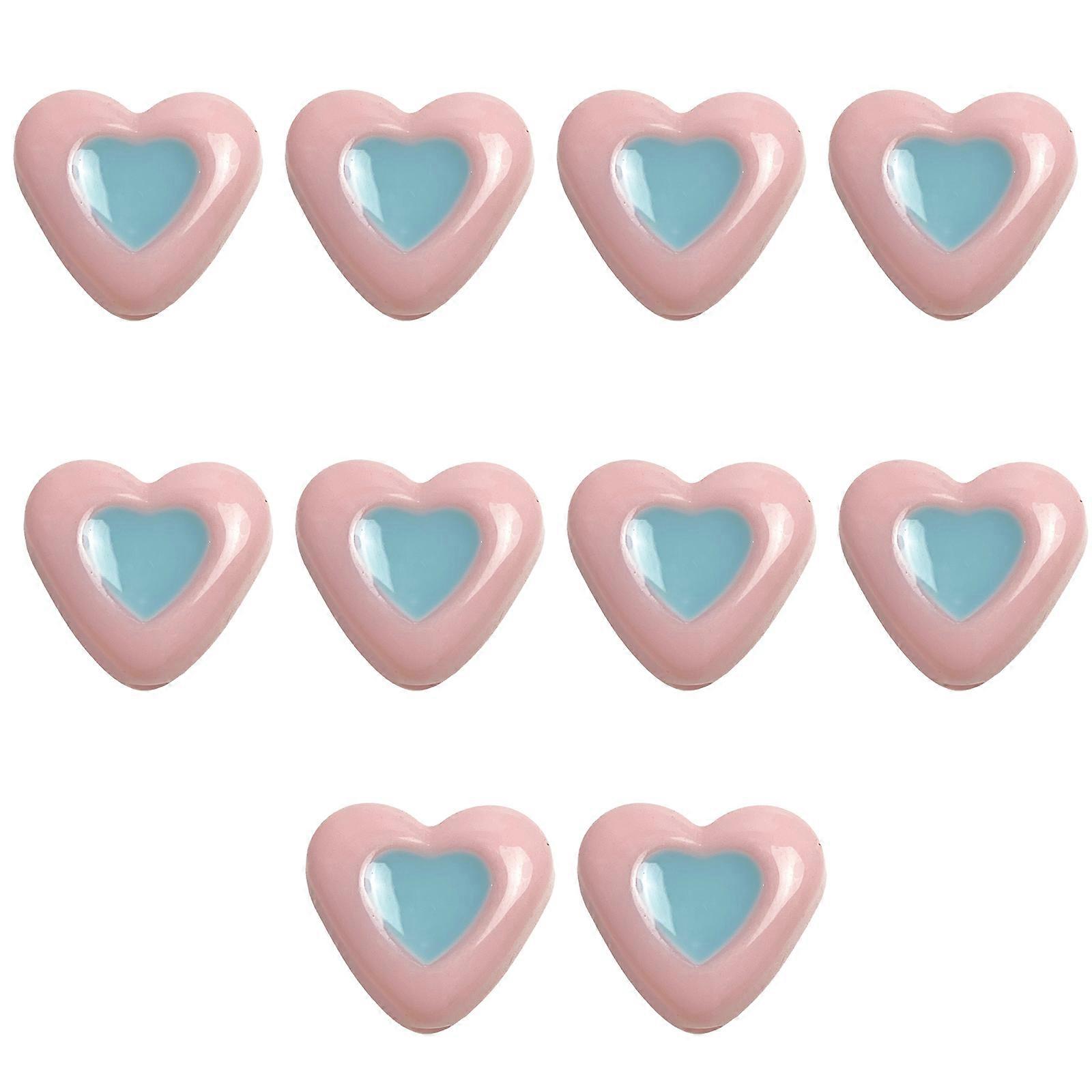 10Pcs Coeur Perles Coeur Intercalaire Perles Acrylique Perles En Vrac Coeur En Forme de Coeur Perles Pour La Fabrication De Bracelet Collier Boucles D’oreilles Bleu Poudre