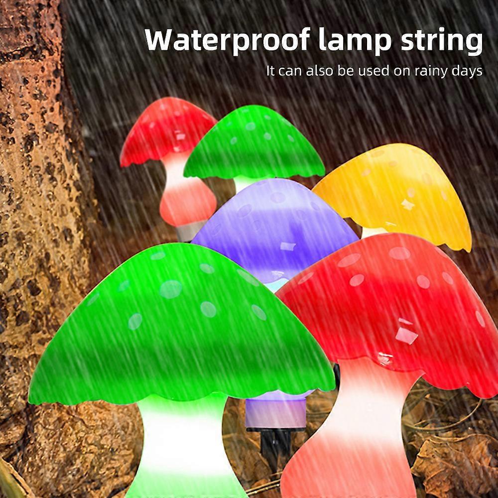 Solar Mushroom String Lights for Outside 12 Pack 12 LED Solar Pathway Lights Outdoor Waterproof for Fence Patio Yard Decorative with 8 Lighting Modes
