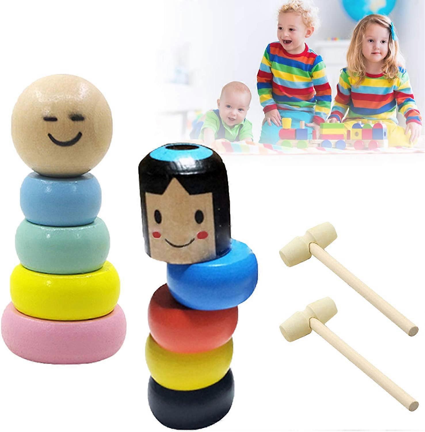 Magic Toy: 2 Pack Immortal Daruma, Unbreakable Wooden Man Stage Props, Educational And Unique Magic For Enhanced Hands-On Skills, Exquisite Design,