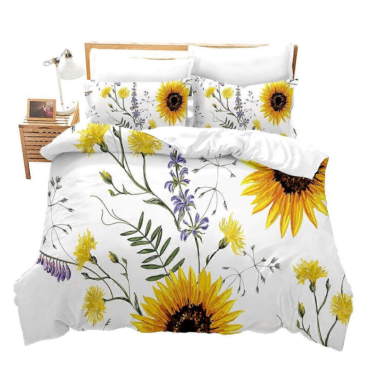 Duvet Cover Set Twin Size Cool 3D Floral Pattern Ultra Soft Microfiber Botanical Bedding Bedspread