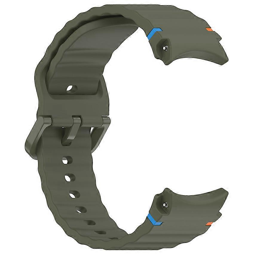 Watch Strap for Samsung Galaxy Watch 7 Silicone Watch Band Wave Pattern Line Colorful Buckle (Army Green)