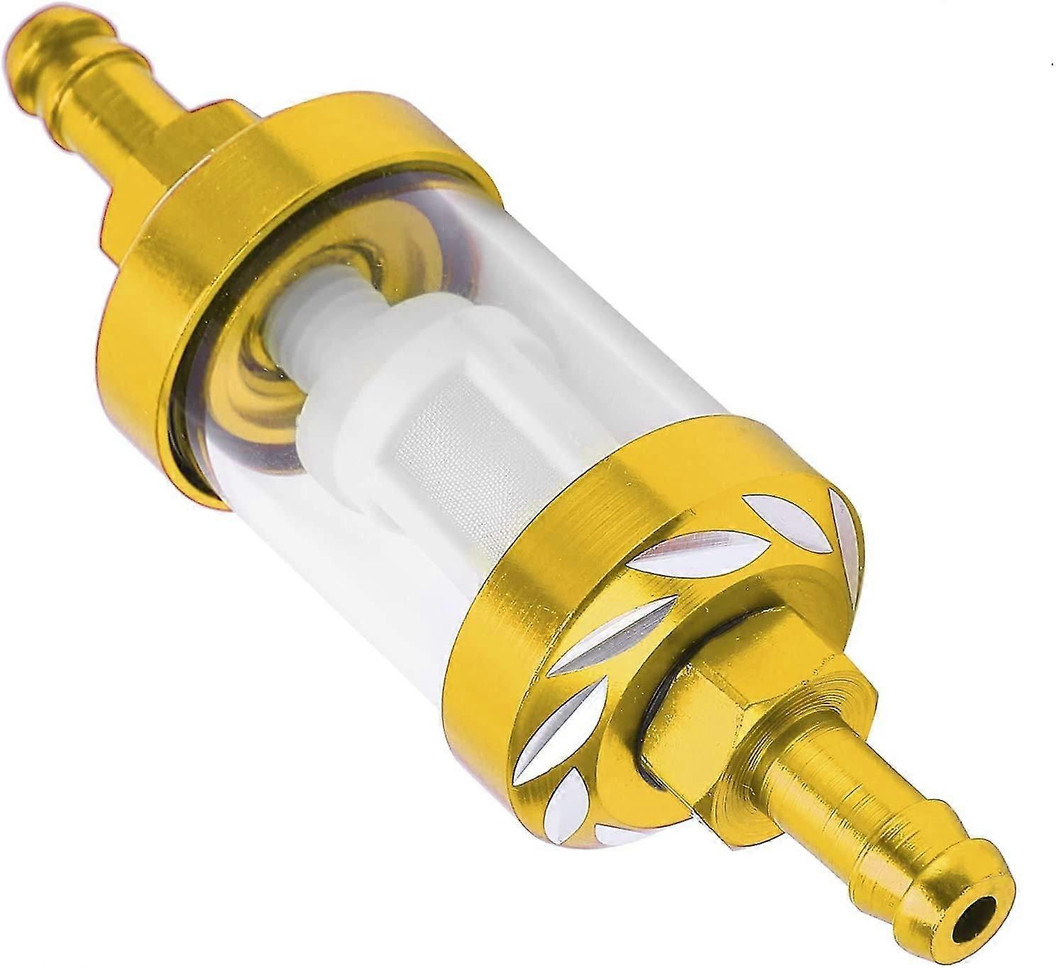 Filtre à carburant en verre, élément filtrant en verre Remplacement de la coque en alliage d’aluminium pour voitures VTT SUV motos Pit Bikes (jaune)