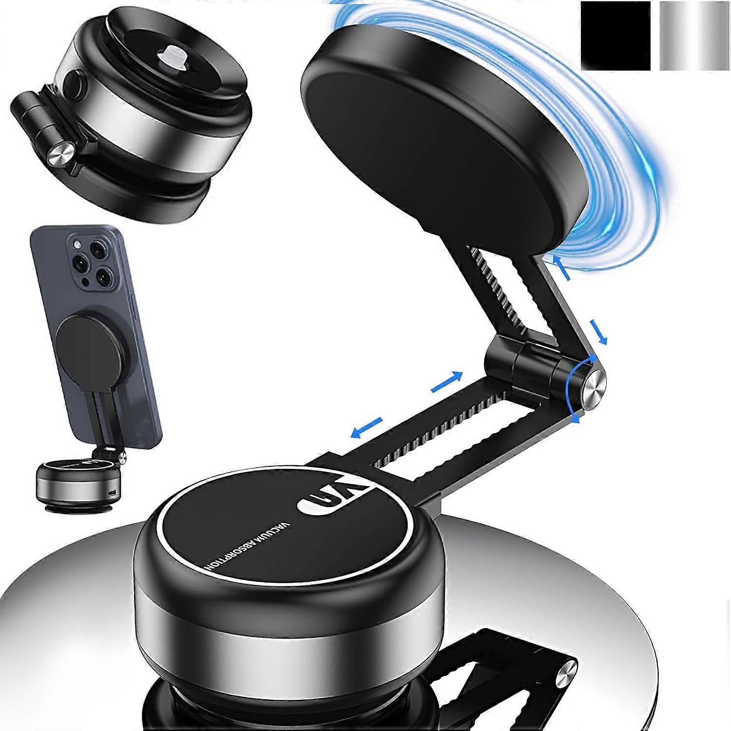 Electric Vacuum Magnetic Car Phone Mount, Adjustable Foldable Magnetic Suction Cup Holder for Smooth Surfaces, Hands-Free Compatibility