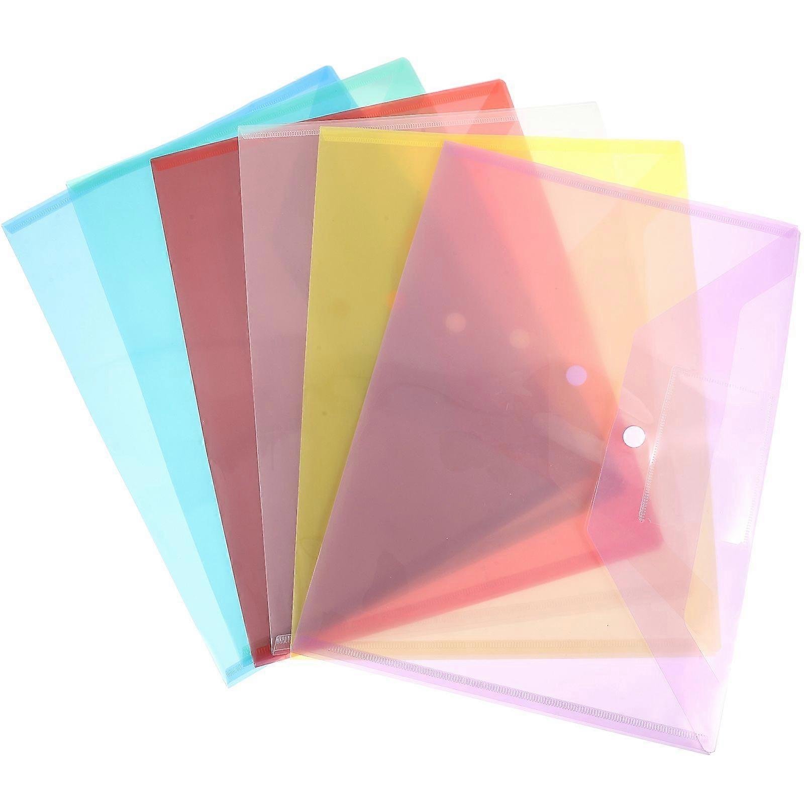 6Pcs Documents Envelopes Button File Bags Transparent File Pockets Plastic Document Storage Bags