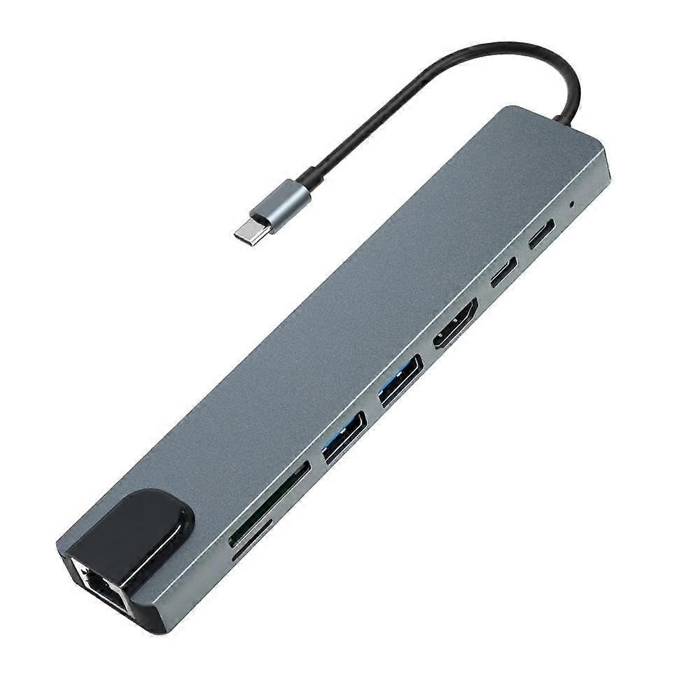 8in1 USB C Multi Port Adapter Type C Hub with USB3.0 Ethernet 4k Cable