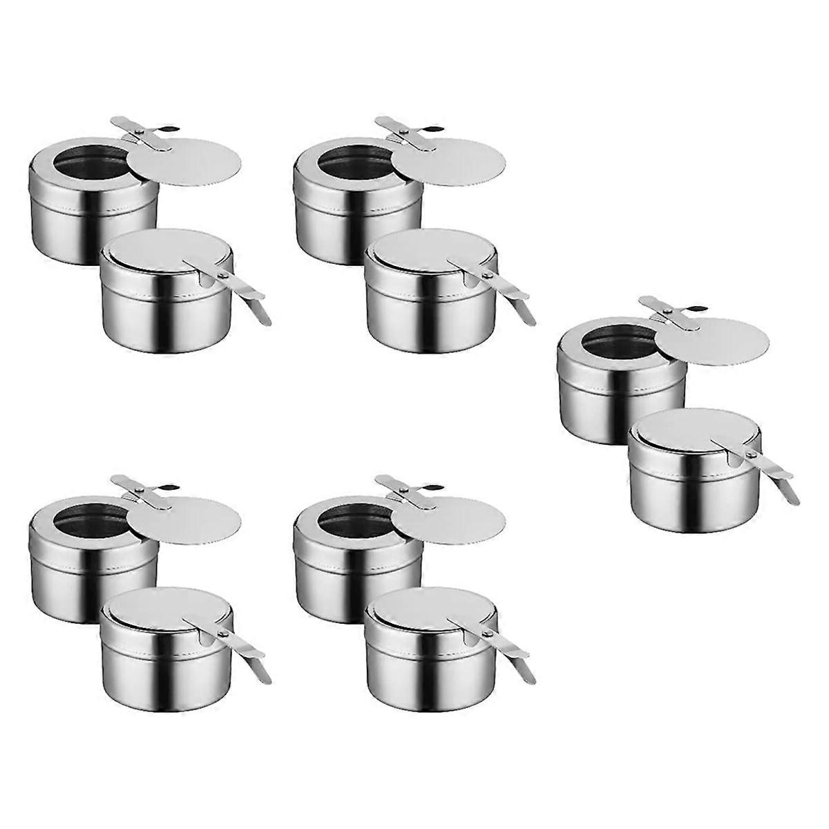 10Pack Suportes de Combustível de Aço Inoxidável, Suportes de Combustível para Assar com Tampa, Suporte de Combustível para Prato de Irritação, e Buffet, Churrasco