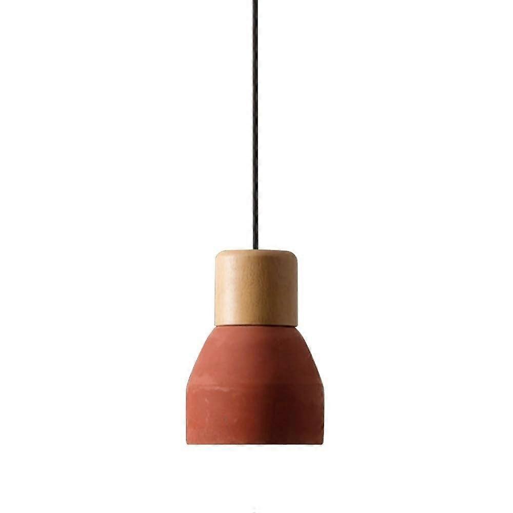 Cement Chandelier Industrial Pendant Light with Red Lampshade for Nordic Style Bedside Lighting