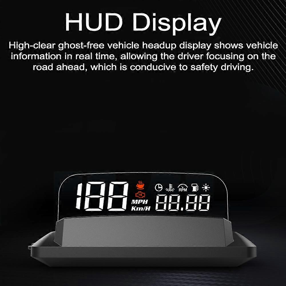 Car Headup Display LED Speedometer Projector with Speed/Time/Water Temperature/RPM/Fuel Consumption/Mileage Display Alarm Function