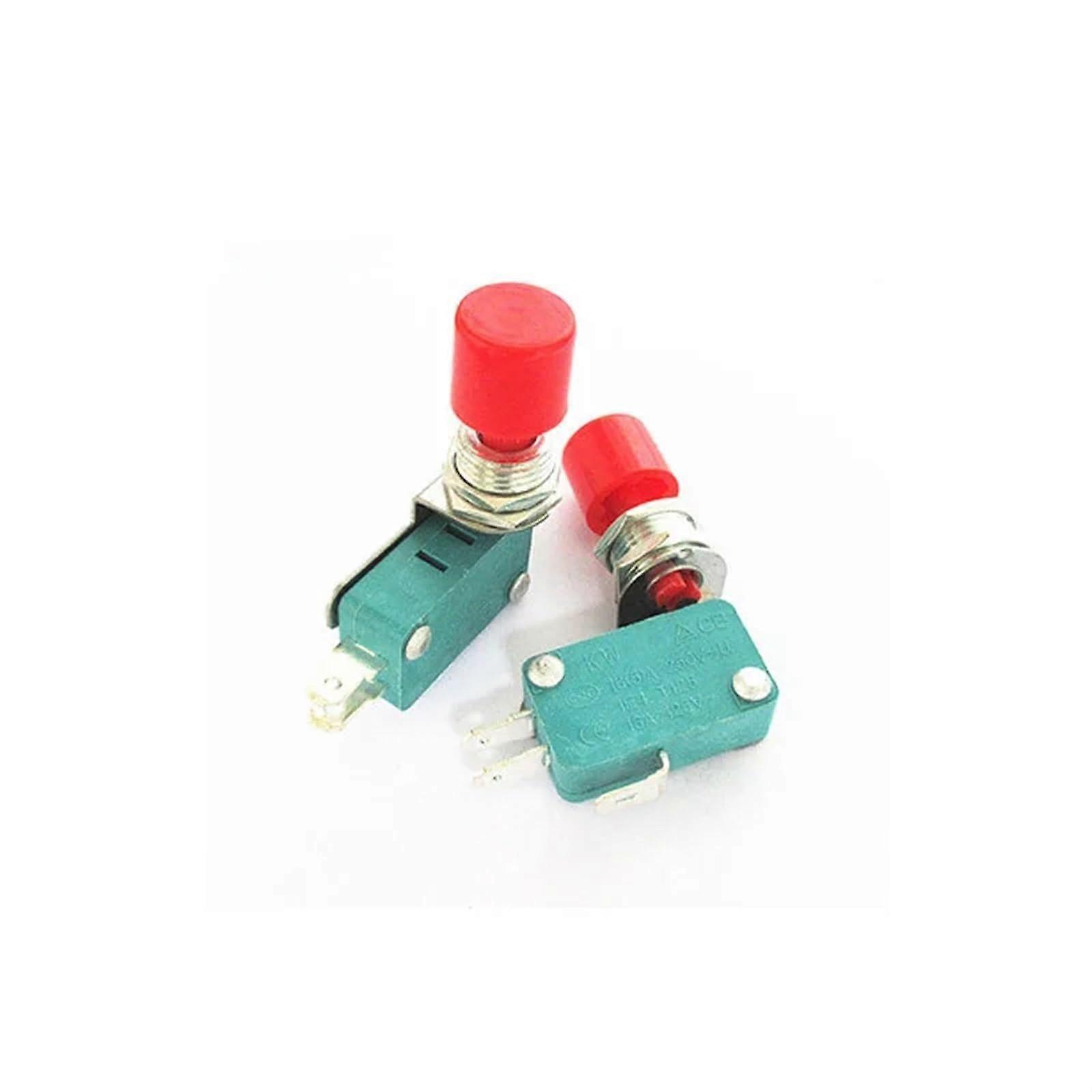 10PCS Micro switch Reset power button press button switch Red hat, green hat aperture 12mm Feet 4.8/6.3mm wide(Red DS438 4.8mm)