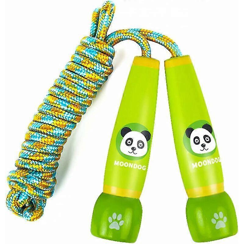 child jump rope, sport jump rope, 1 piece jump rope, With cartoon natural wood handle, adjustable cotton rope, for outdoor activities, children (2.85m