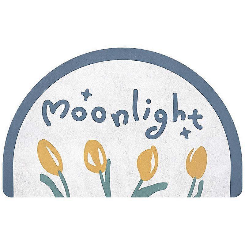 Bath mat Semi-circular bathroom doormat flower-blue 40*60