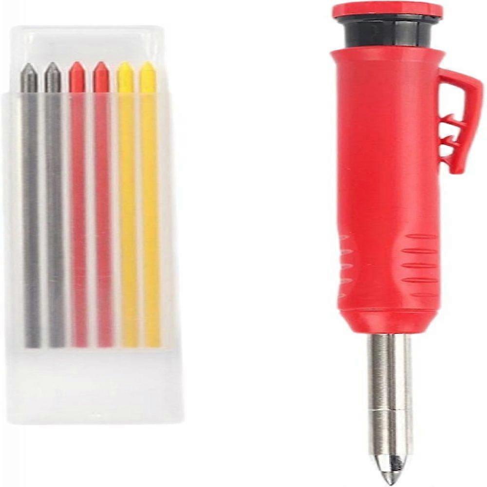 Solid carpenter pencil, construction pencil, woodworking tool, 6 pencil leads, construction marking tool, drawing and marking