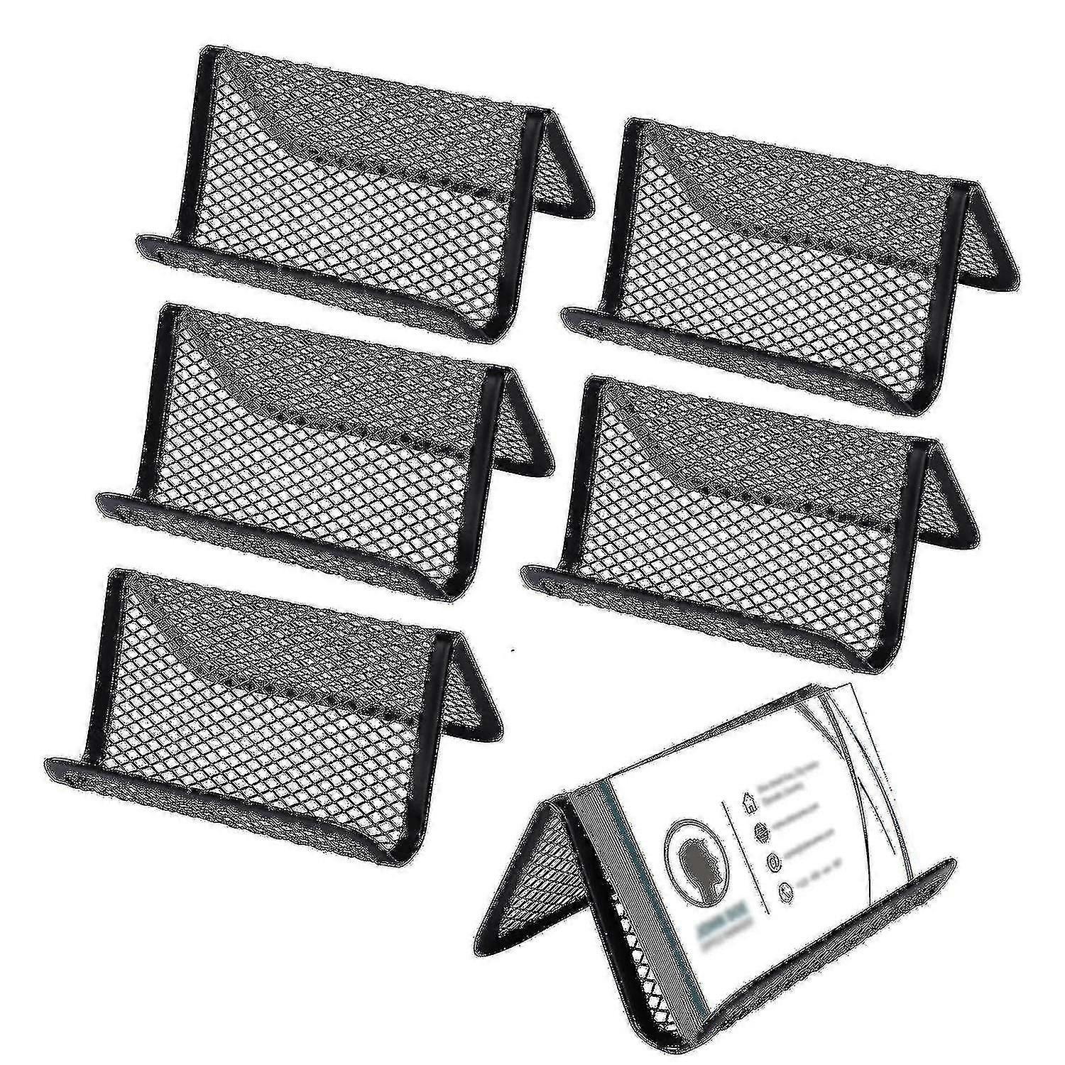 5pcs Metal Mesh Business Card Holder Office Desk Desktop Business Card Display Name Card Collection Organizer Multipurpose
