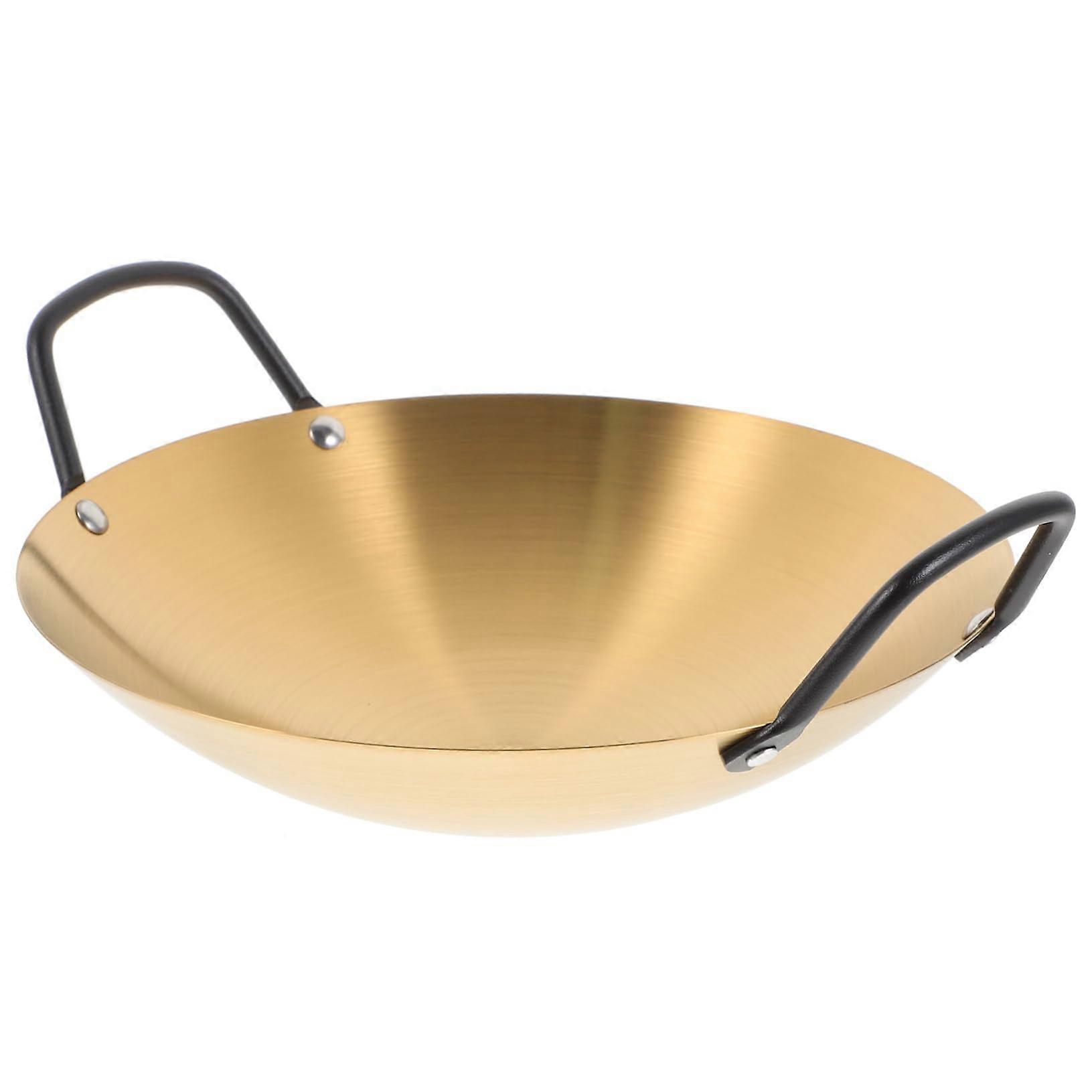 Skillet Nonstick Stainless Steel Small Wok Pan with Double Handles, Easy Clean Cooking Pot, 10-Inch Size