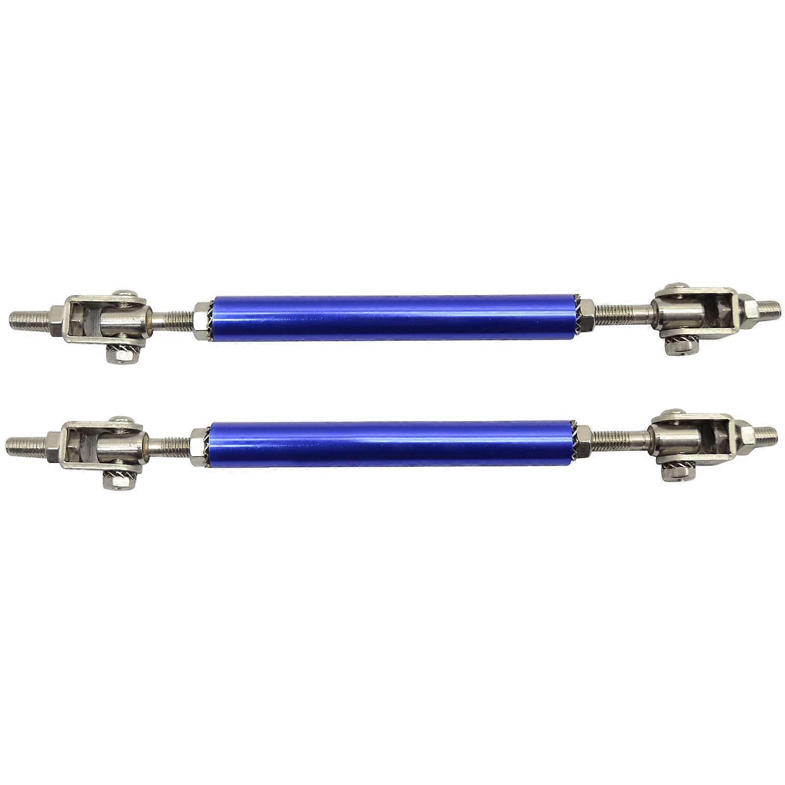 Adjustable Universal Fit Most Vehicles Front Bumper Lip Splitter Diffuser Strut Rod Tie Support Bars 2PCS Blue
