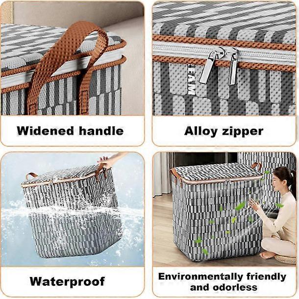 Large Zip Wardrobe Organiser 100/140/180L Storage Box with Lid Foldable Clothes Boxes with Double
