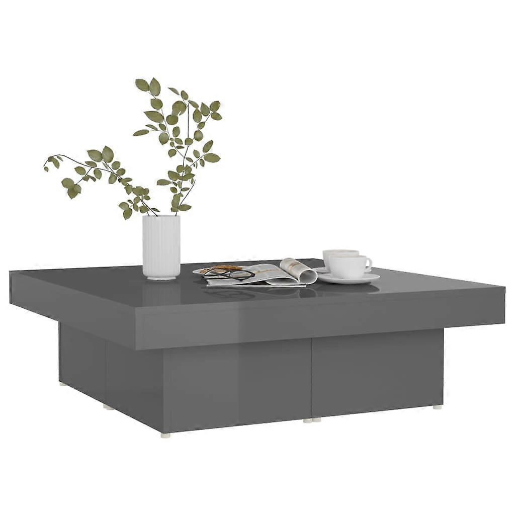 Coffee Table High Gloss Grey 90X90x28 Cm Engineered Wood Coffee Tables