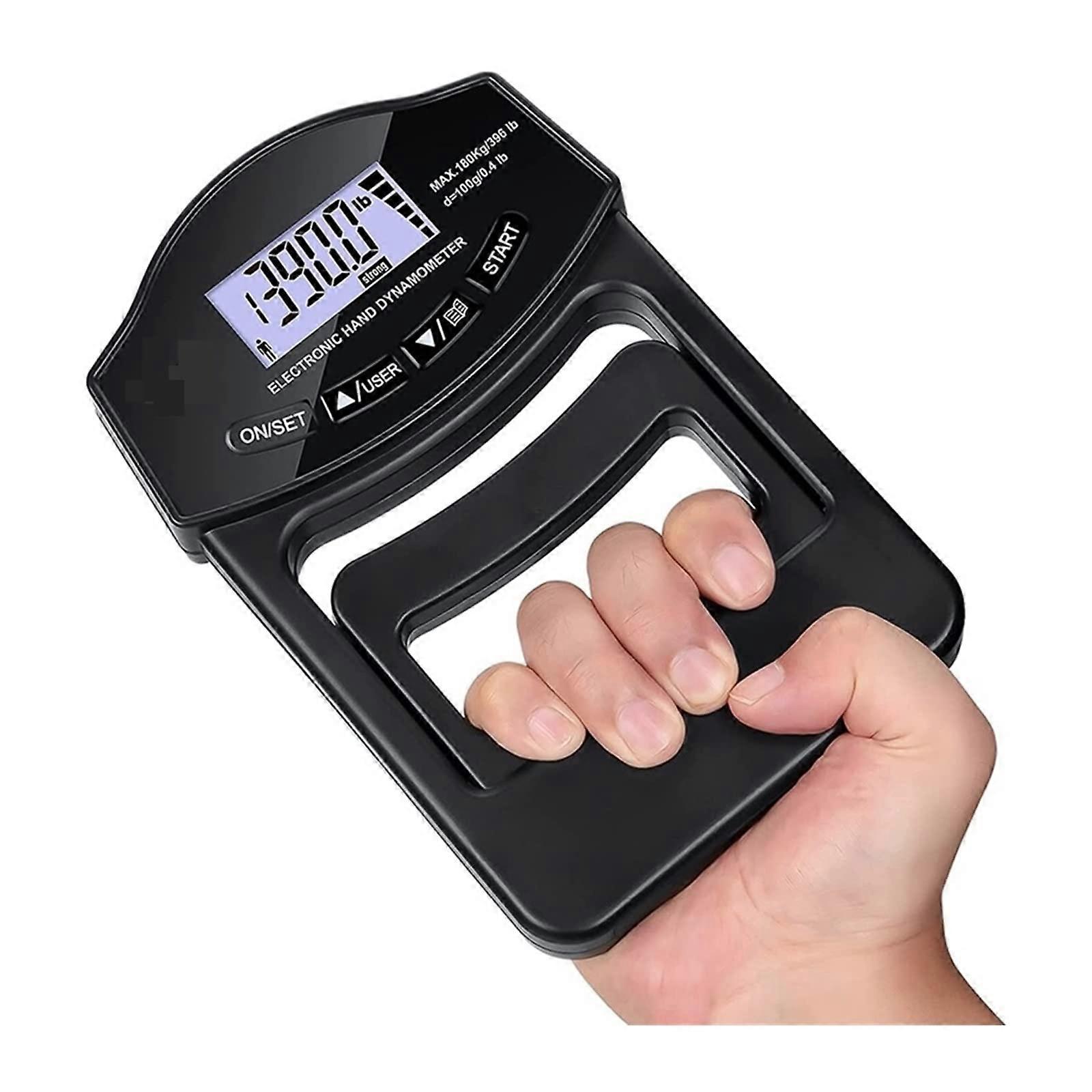 Digital Force Gauge, Grip Strength Tester, 396Lbs/180Kg Digital Hand Dynamometer Grip Strength Meter USB LCD Screen Hand Grip Dynamometer