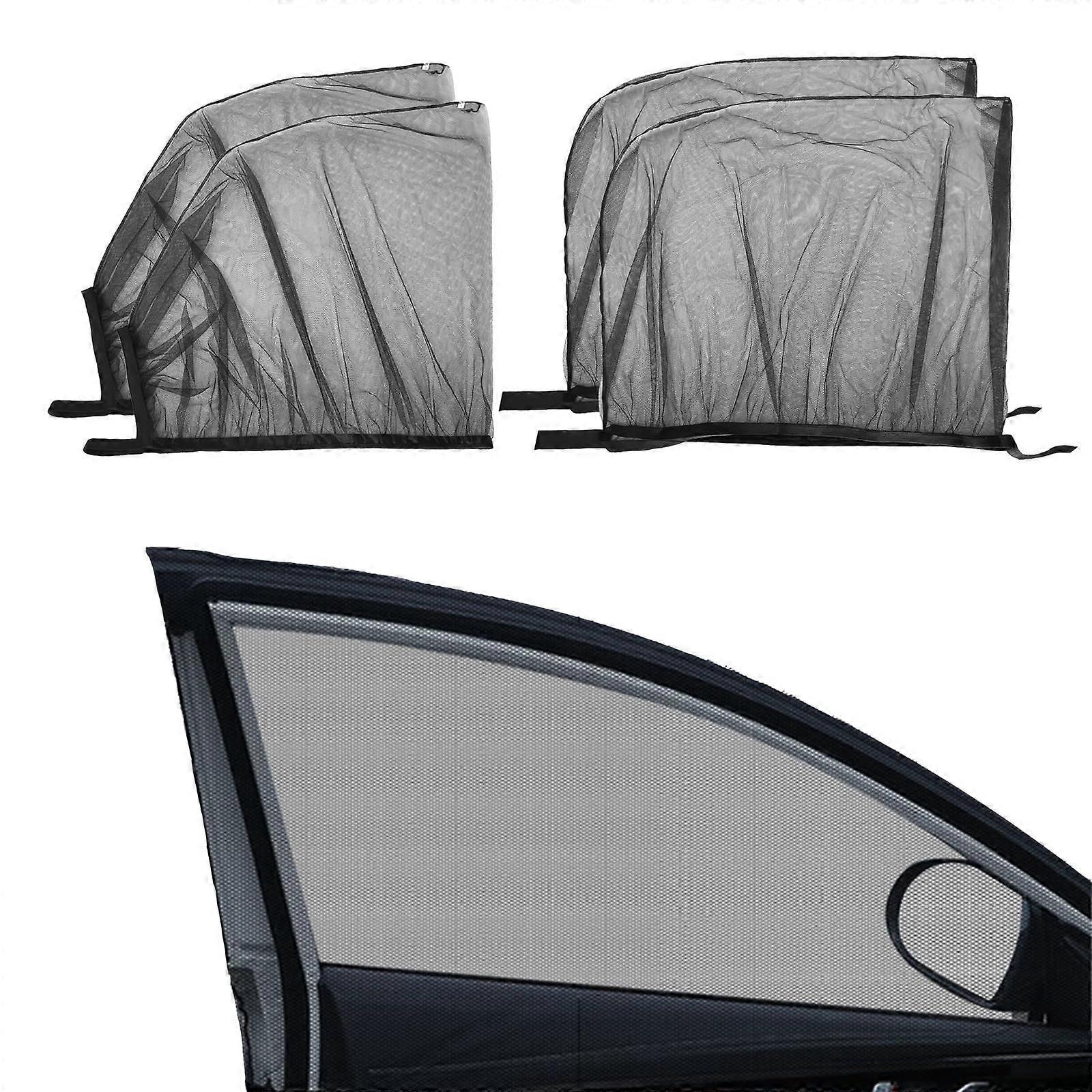 Car Side Window Shade Stretchy Mesh Window Screen Sun Shade Mosquito Net Privacy Shade XL 4Pcs Car Camping Trip